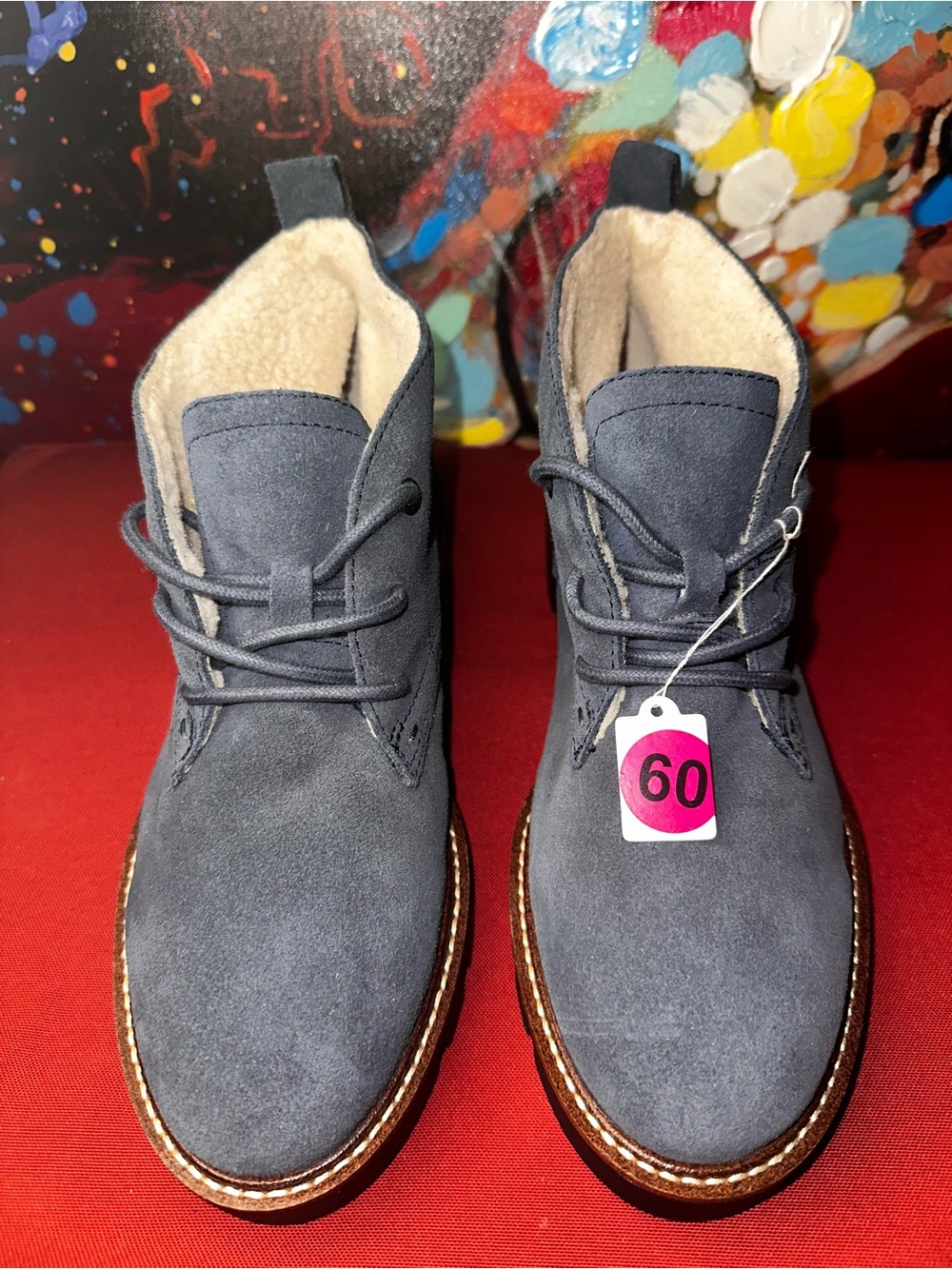 No.60 White Mountain Women's Groovy Faux Fur Lined Suede Ankle Boots Size 8.5M